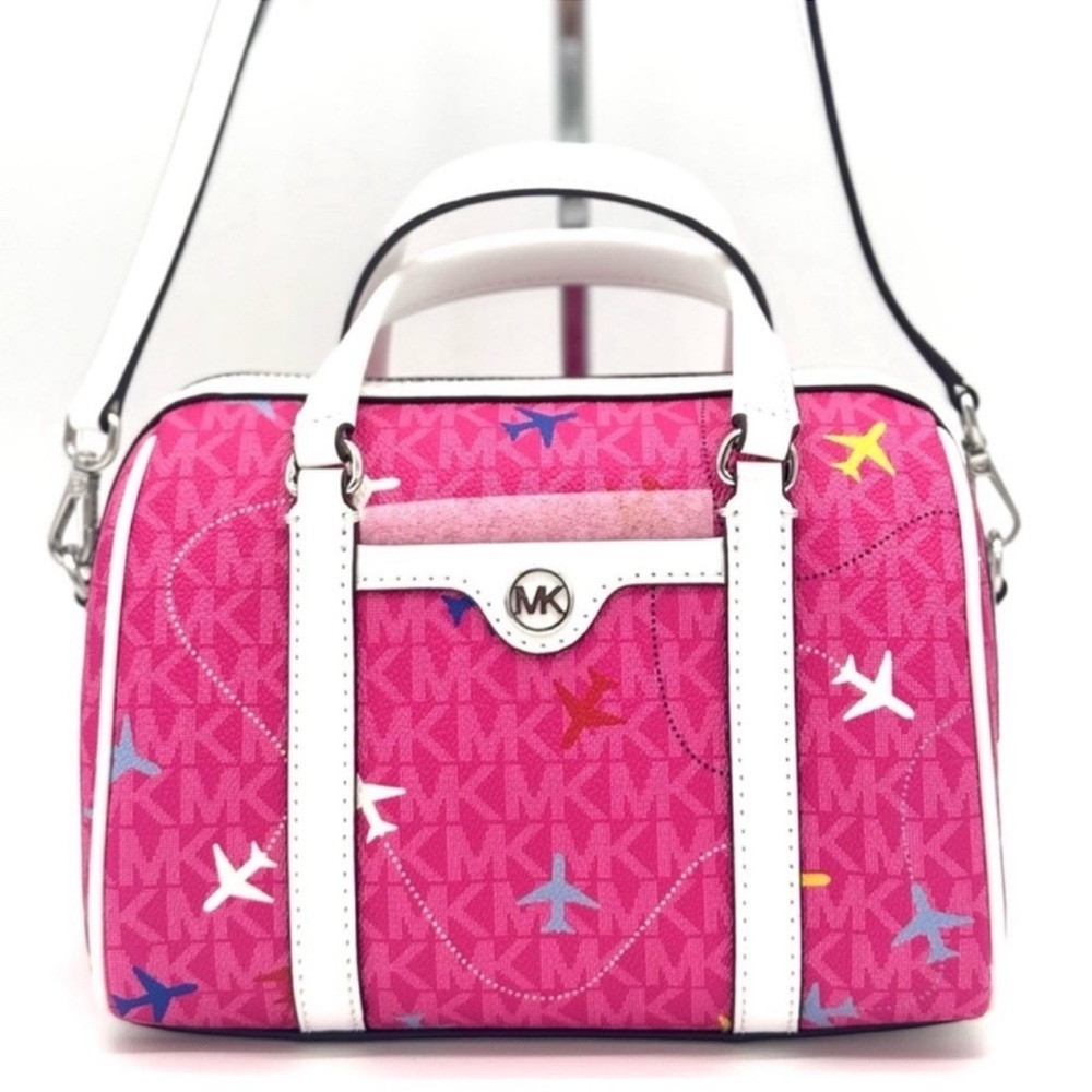 Michael Kors Small Travel Duffle Xbody Bag Dragon Fruit Multi - Picture 3 of 10